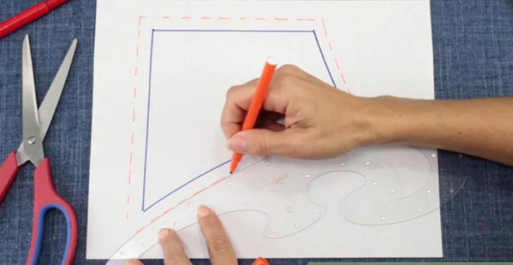 آموزش خیاطی با الگو ـ‌کشیدن طرح و اندازه‌های آستین روی کاغذ الگو